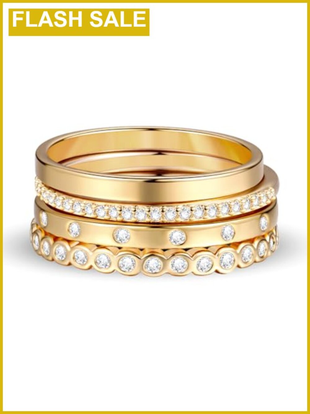 14K Gold Plated Stacking Rings Set Cubic Zirconia Dainty Knuckle Rings